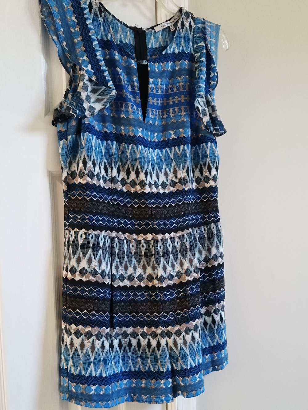 Collective Concepts Blue and White Printed Jumper Shorts Dress